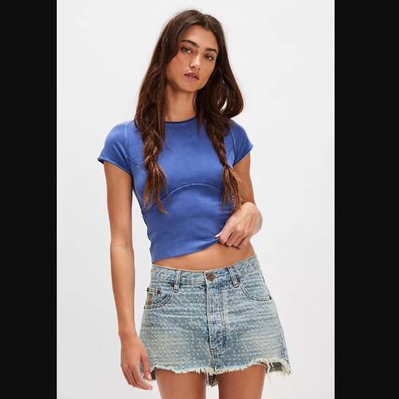 OneTeaspooon Junkyard Denim Mini Skirt - Picture 1 of 3